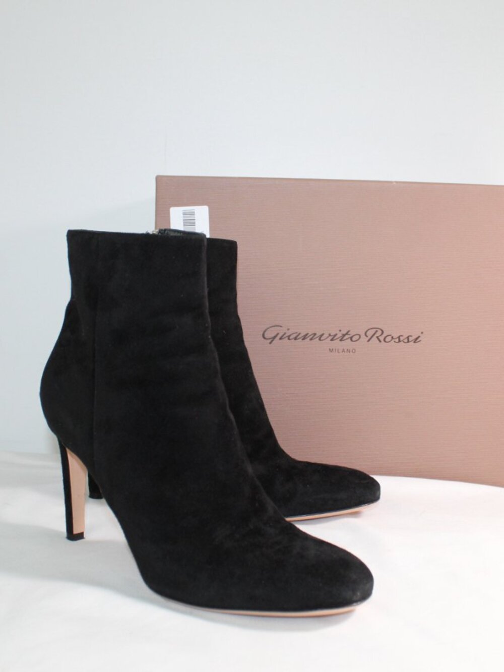 Gianvito Rossi Black Suede Leather Side Zip Pumps Heels Booties Heels 39.5